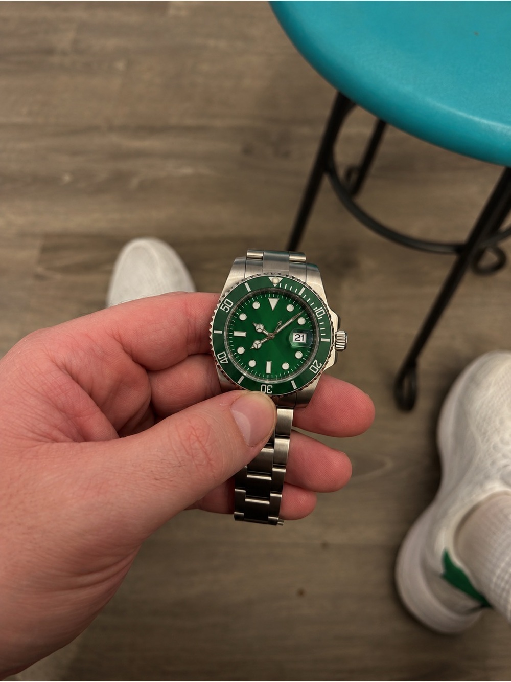 Stainless Steel Men's Dive Watch with Green Dial